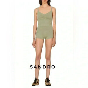 BNWT SANDRO Women’s Izzie wool shorts size 38 in Olive Green